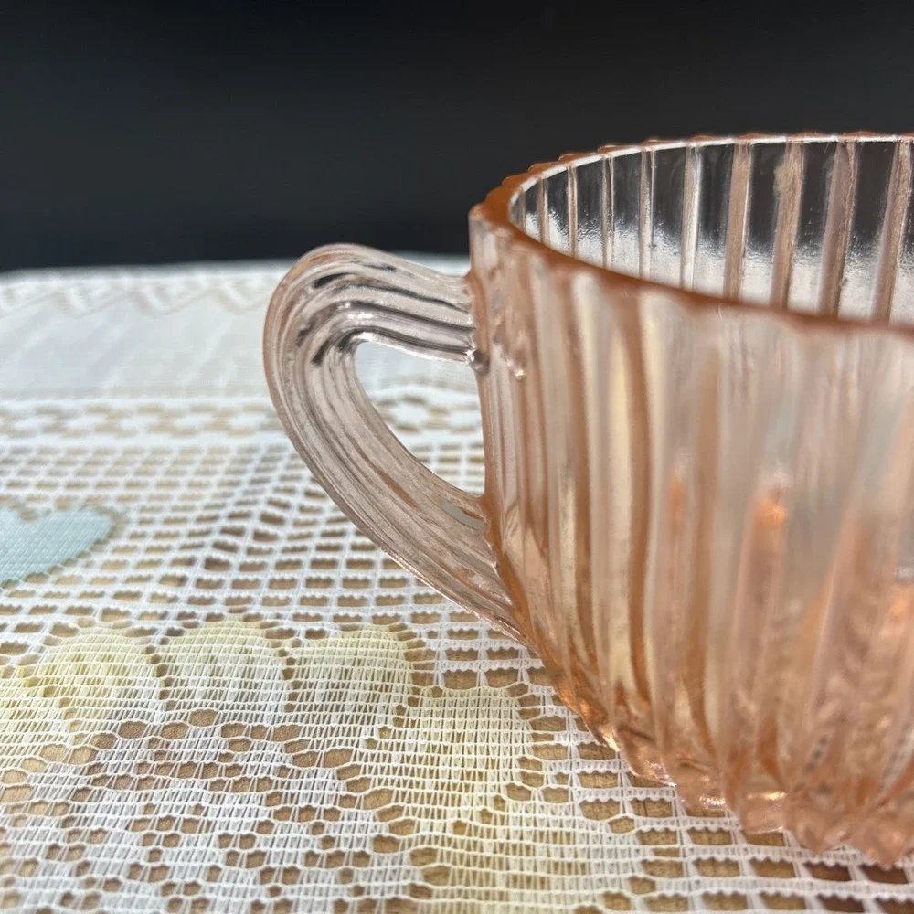 Anchor Hocking Queen Mary Pink Depression Glass Open Sugar Ribbed
